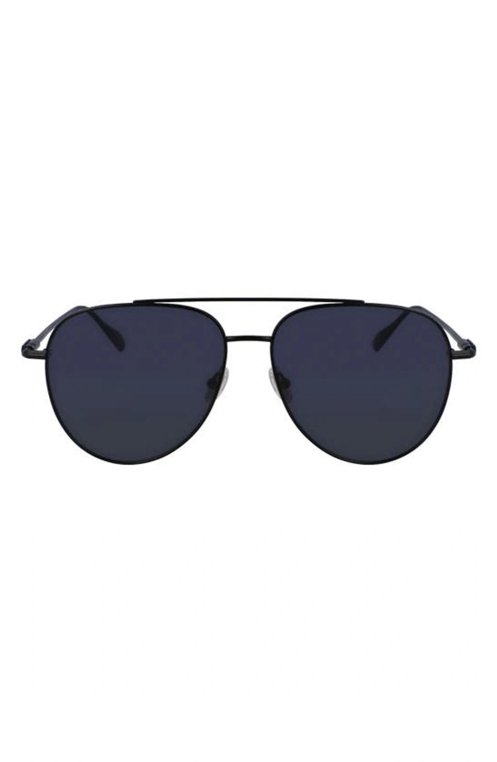 FERRAGAMO Men's Gancini Evolution Metal Aviator Sunglasses In Black/gray Solid Product Image