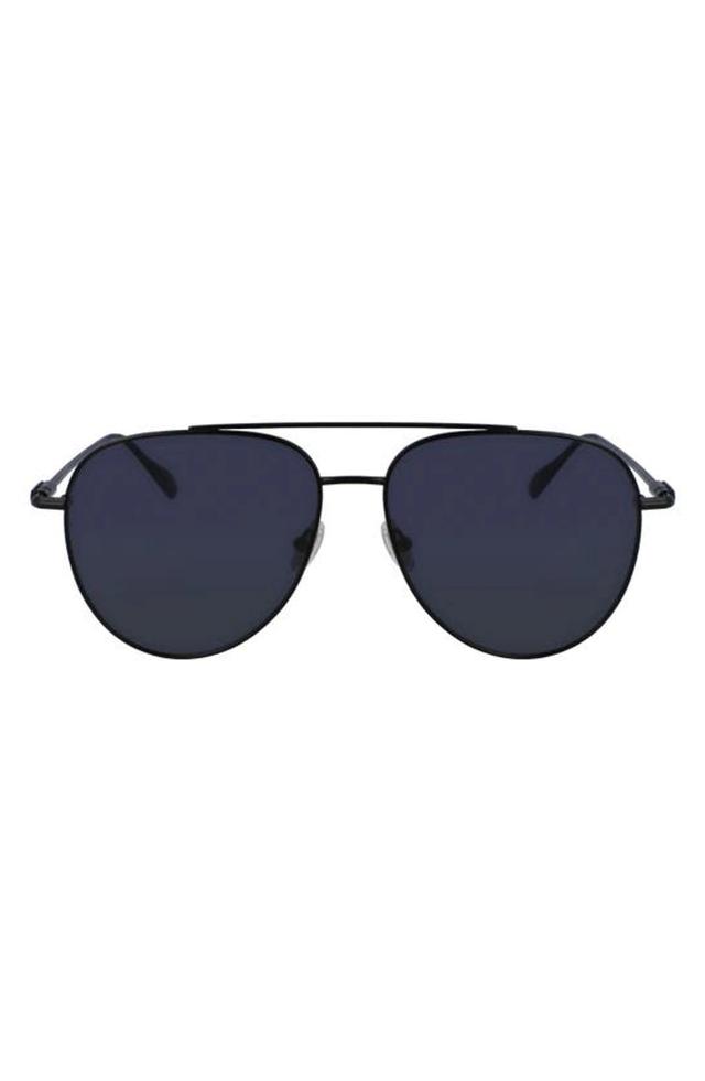 FERRAGAMO 59mm Rectangular Sunglasses In Gold/blue Product Image