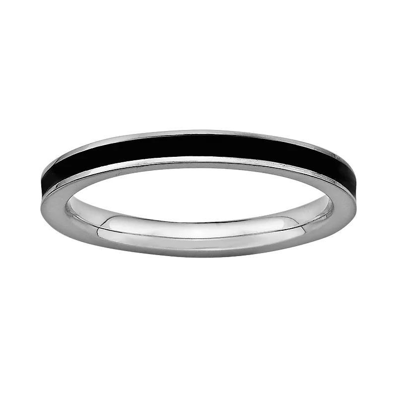 Stacks & Stones Sterling Silver Black Enamel Stack Ring, Womens Product Image