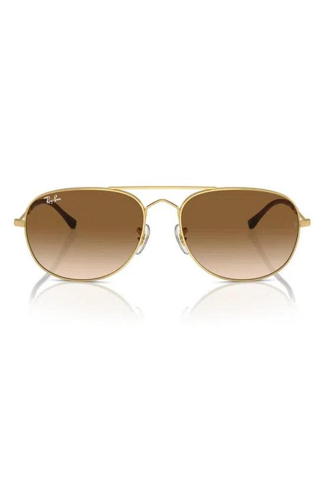 RAY BAN Bain Bridge Sunglasses Gold Frame Brown Lenses 60-17 Product Image