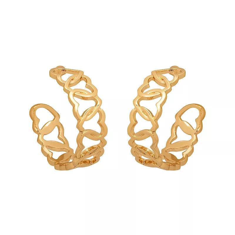 LC Lauren Conrad Gold Tone Overlapping Heart Hoop Earrings, Womens, Clear Product Image