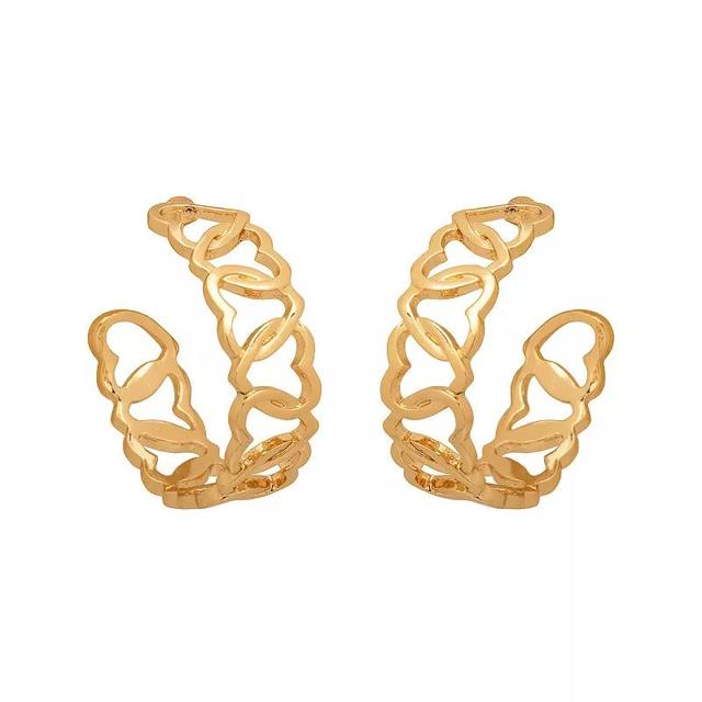 LC Lauren Conrad Gold Tone Overlapping Heart Hoop Earrings, Womens, Clear Product Image