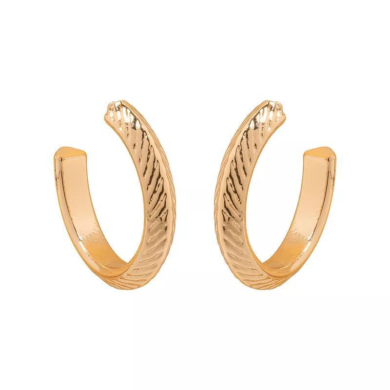 LC Lauren Conrad Gold Tone Etched Hoop Earrings, Womens, None Product Image