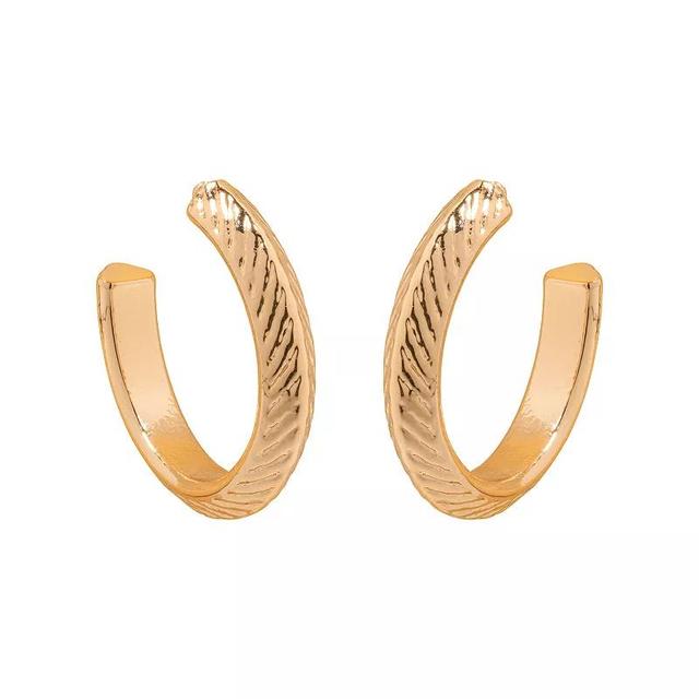 LC Lauren Conrad Gold Tone Etched Hoop Earrings, Womens, None Product Image