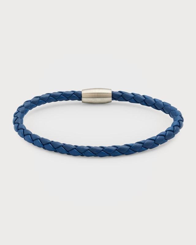 Mens Stainless Steel & Braided Leather Bracelet Product Image