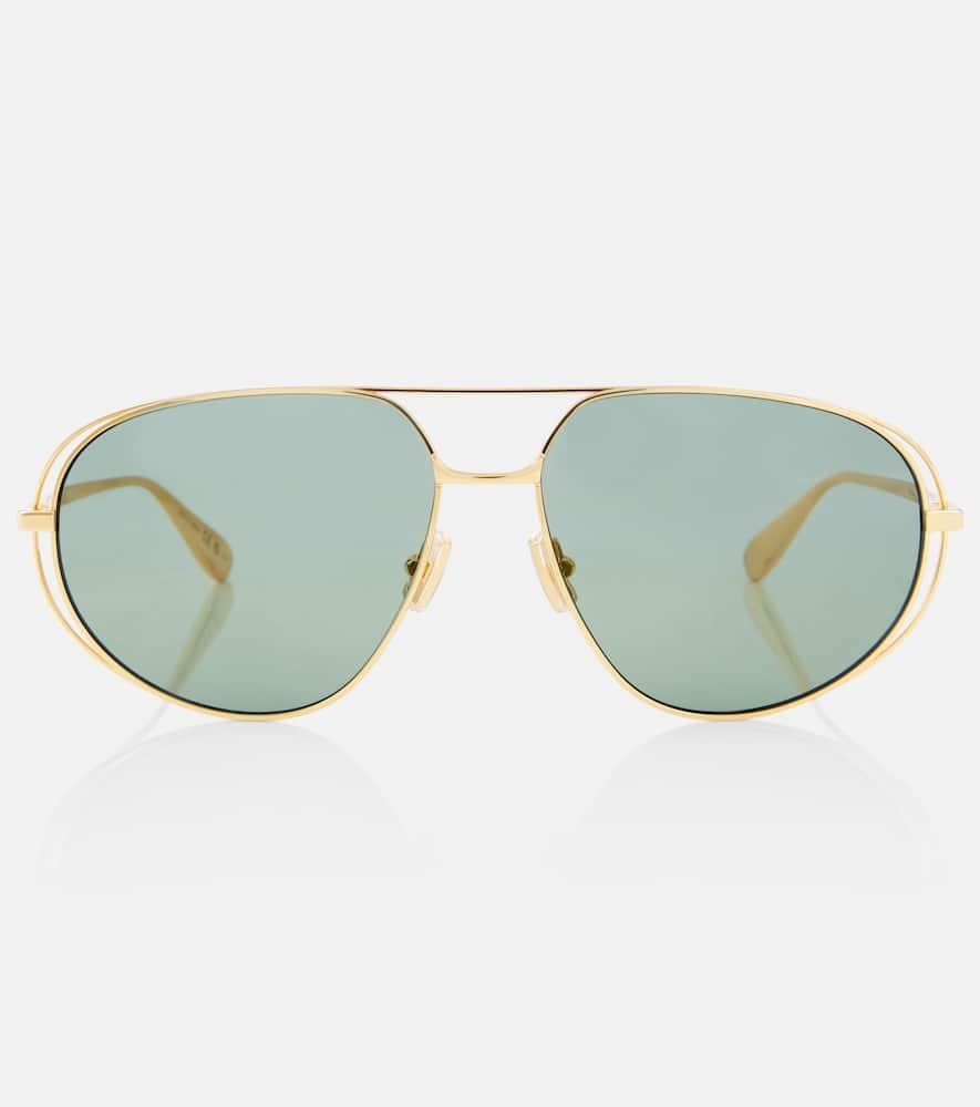 Aviator Sunglasses In Gold & Green Product Image