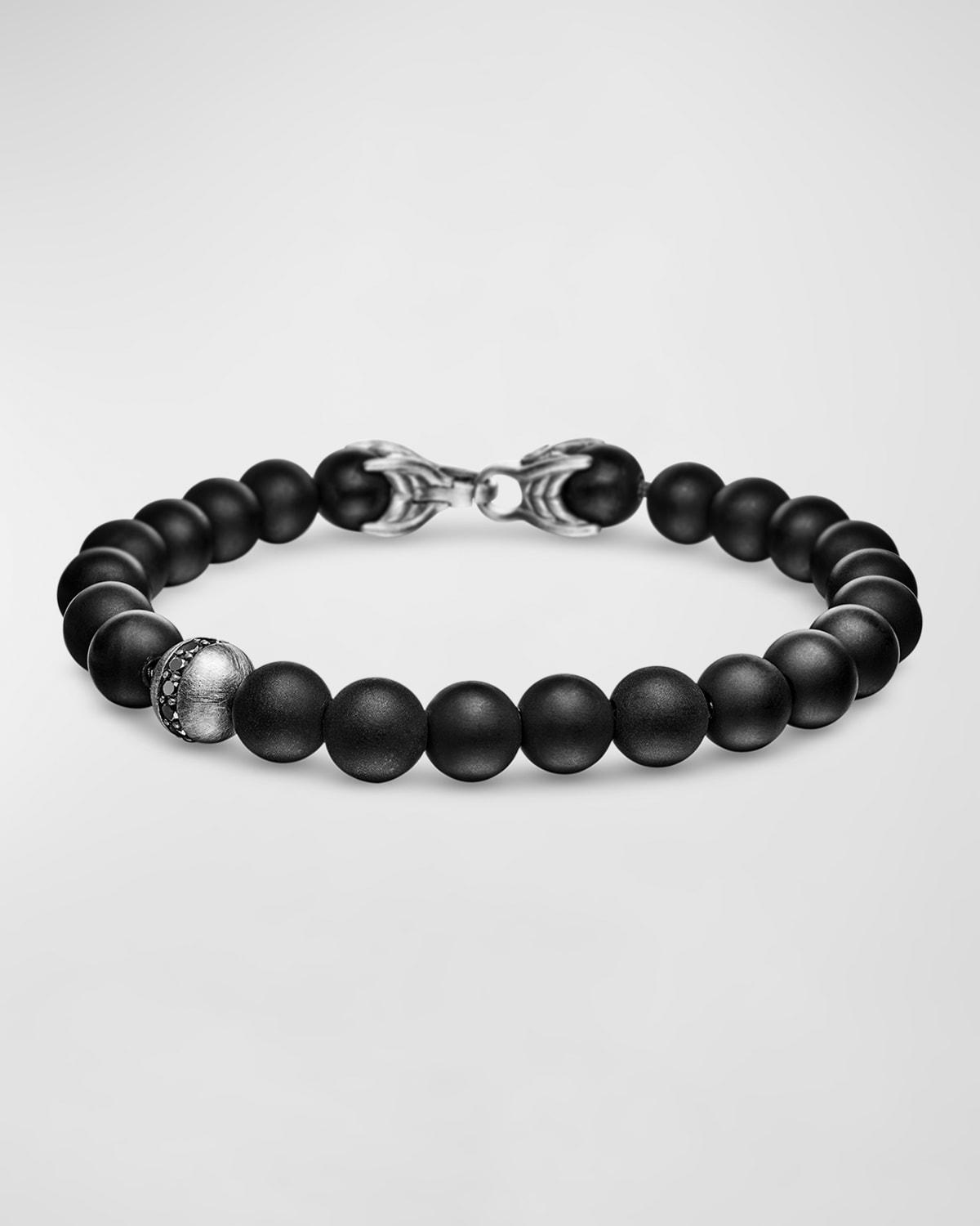 Mens Spiritual Bead Black Diamond, Black Onyx & Sterling Silver Bracelet Product Image