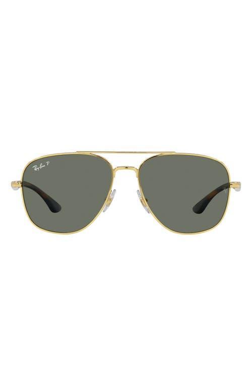 RAY BAN Ray-ban 56mm Polarized Square Sunglasses In Arista/polar Green Product Image