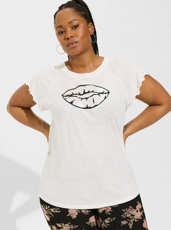 Lips Fit Cotton Modal Flutter Sleeve Tee Product Image