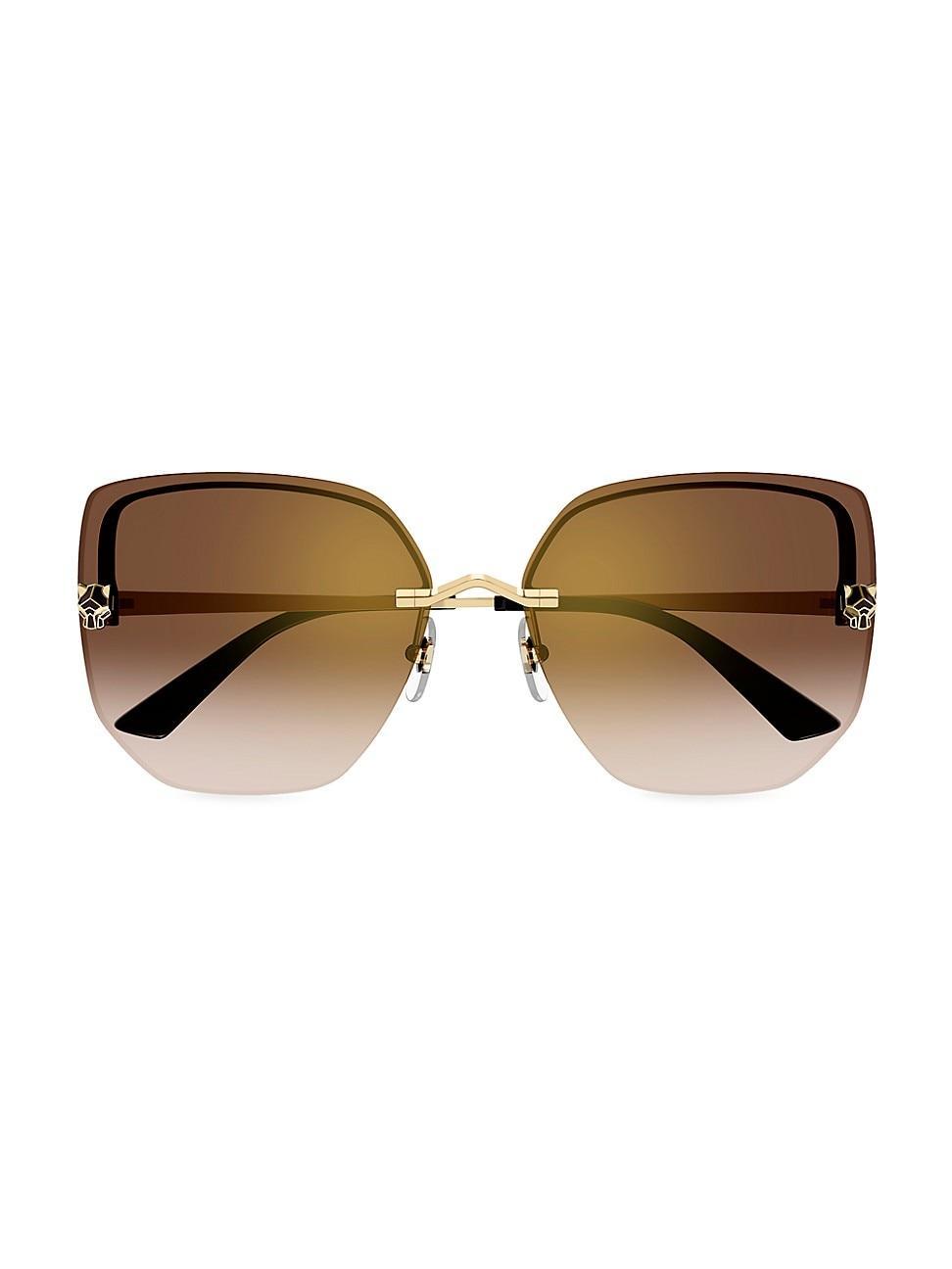 Cartier Panthere Light 24K Gold Plated Square Sunglasses, 63mm Product Image