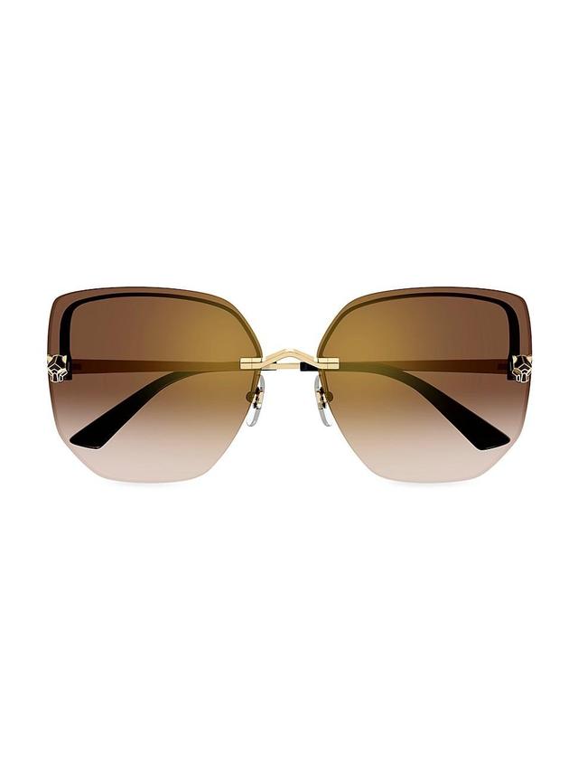 Cartier Panthere Light 24K Gold Plated Square Sunglasses, 63mm Product Image