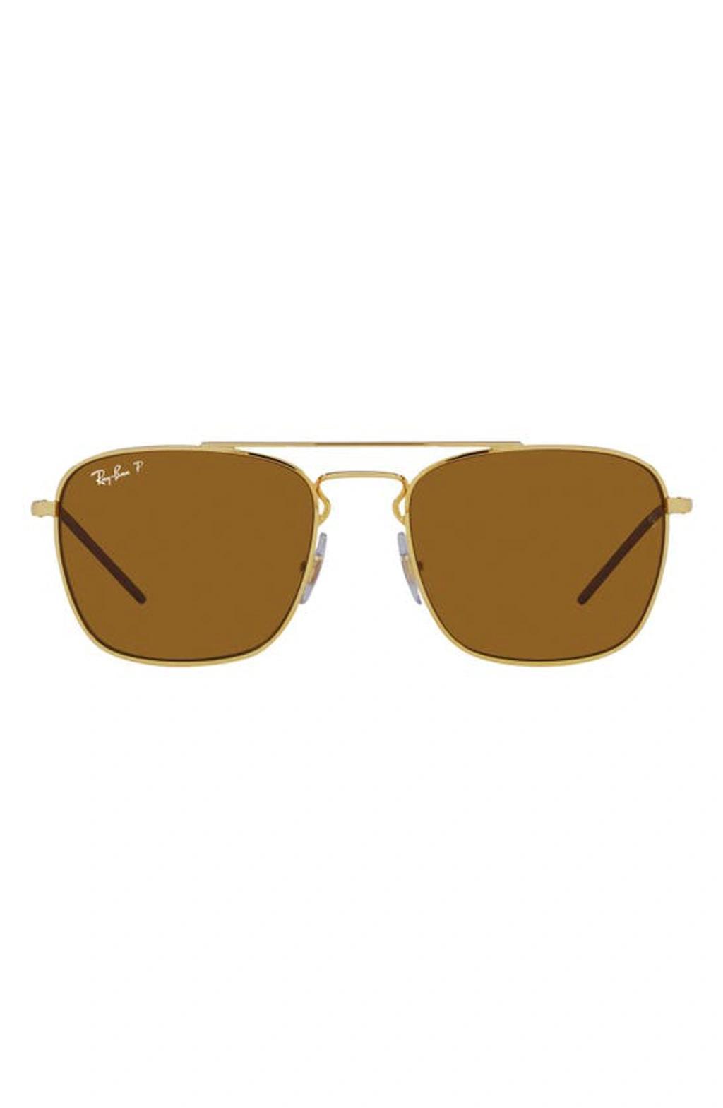 RAY BAN 55mm Polarized Square Sunglasses In Gold Flash Product Image