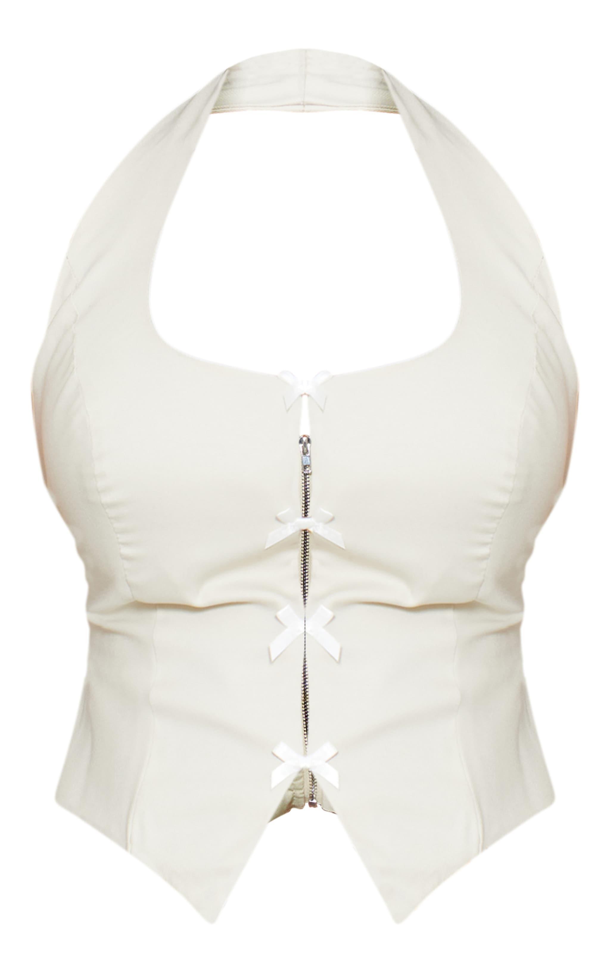 Nude Halter Neck Bow Detail Corset Product Image