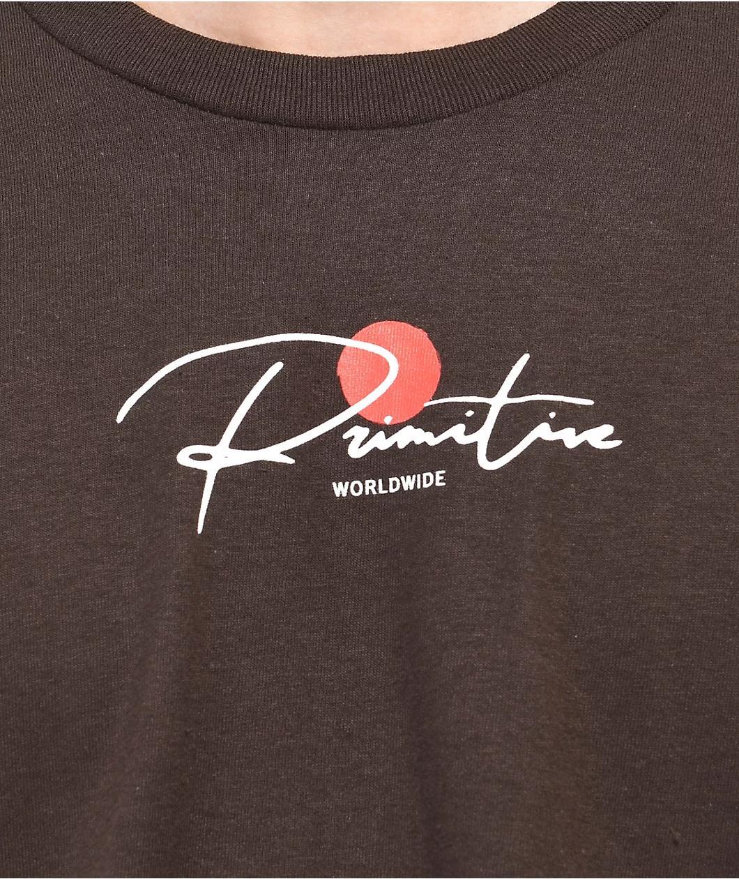 Primitive Ginza Cat Brown T-Shirt Product Image