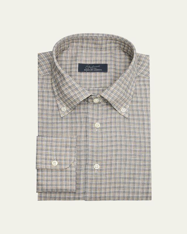 Mens Cotton Plaid Sport Shirt Product Image