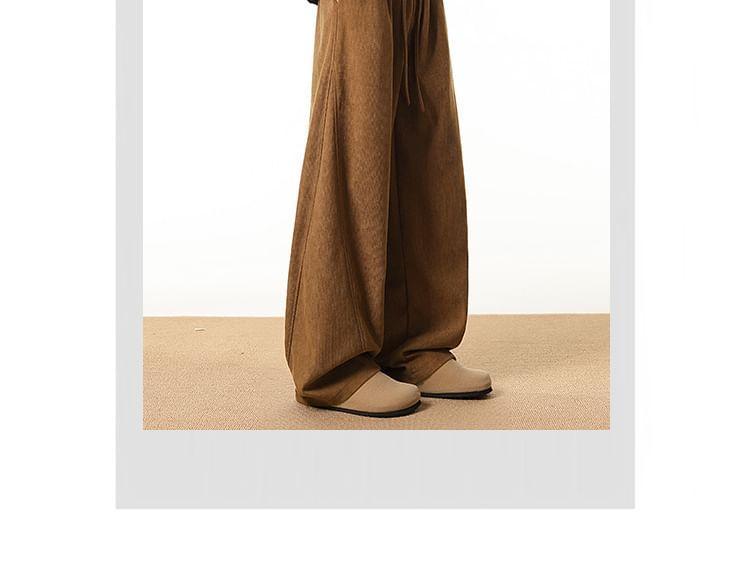 High Waist Corduroy Plain Wide Leg Pants Product Image