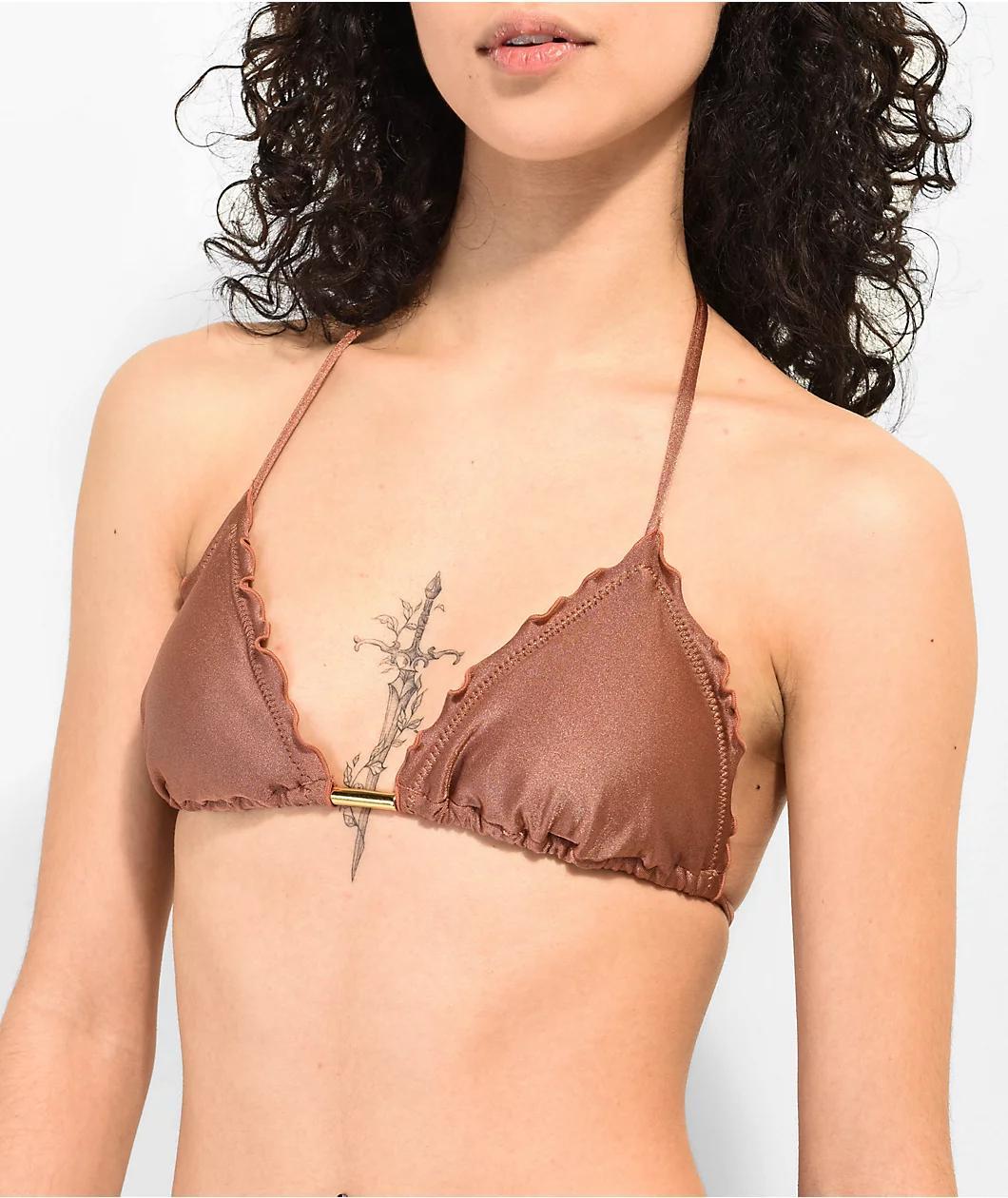 Rio De Sol Frufru Copper Triangle Bikini Top Product Image