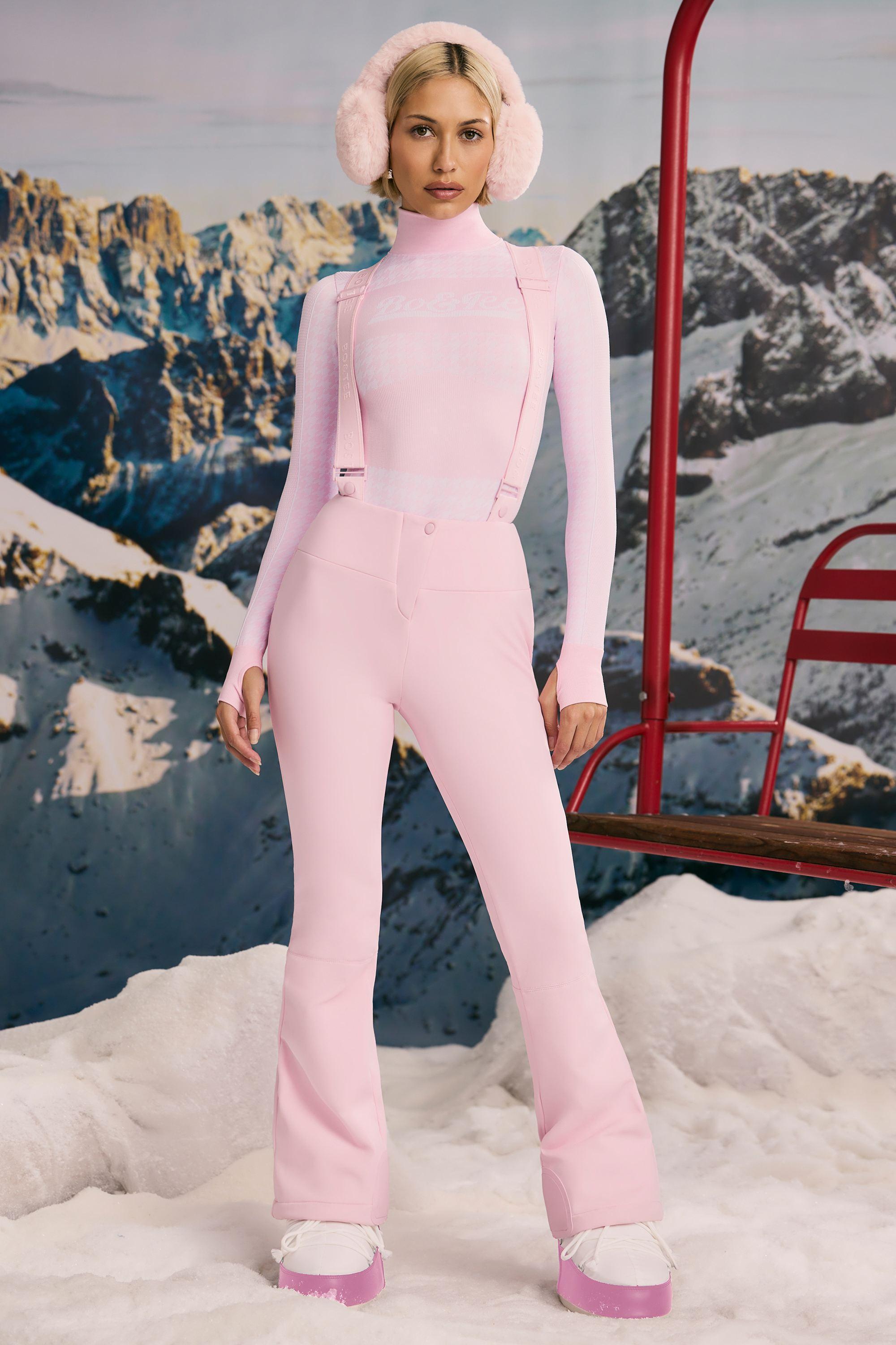 Fleece-Lined Ski Trousers in Pastel Pink Product Image