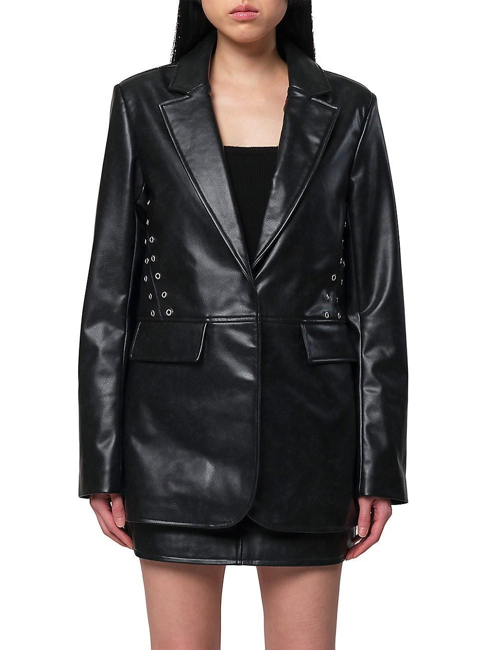 Womens Kelan Faux Leather Blazer Product Image