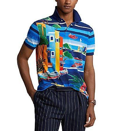 Polo Ralph Lauren Classic Fit Printed Mesh Polo Short Sleeve Polo Shirt Product Image