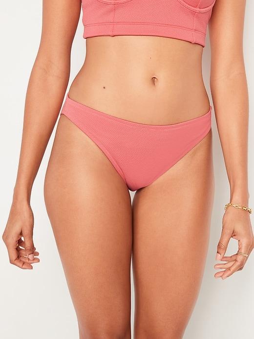 Mid-Rise Piqué Classic Bikini Swim Bottoms Product Image