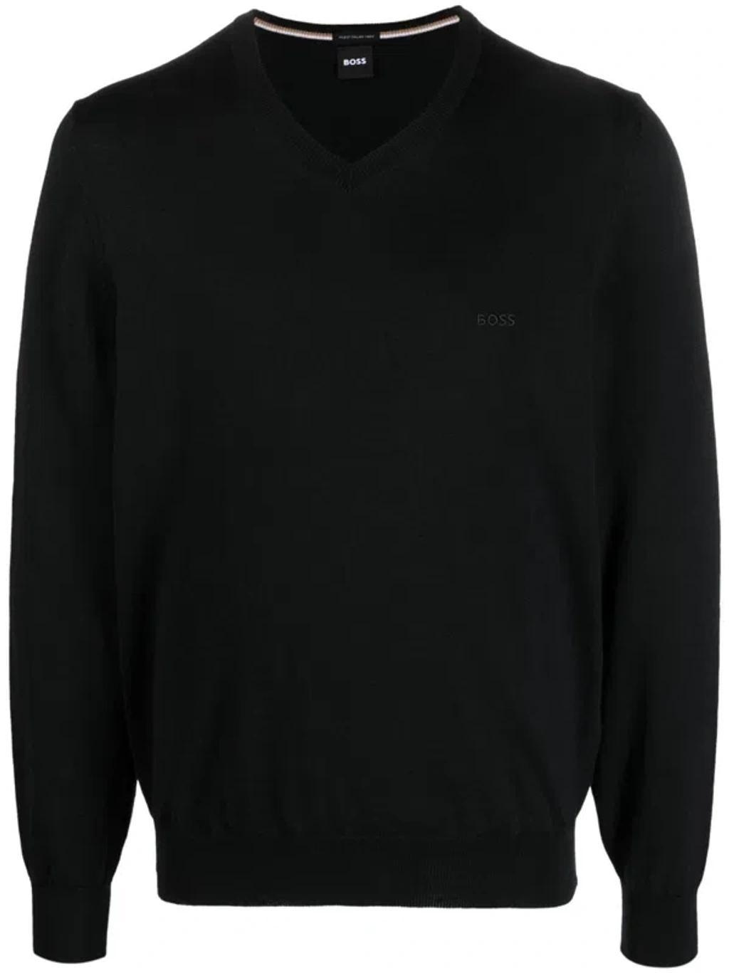 Embroidered-logo V-neck Jumper In Black Product Image