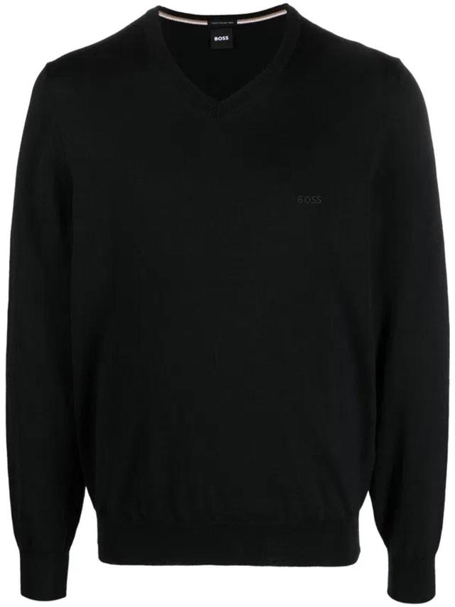 Embroidered-logo V-neck Jumper In Black Product Image