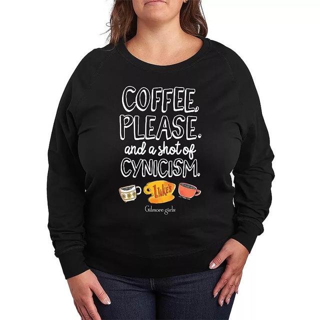 Plus Size Gilmore Girls Coffee Shot of Cynicism Lightweight French Terry Sweatshirt, Womens Product Image