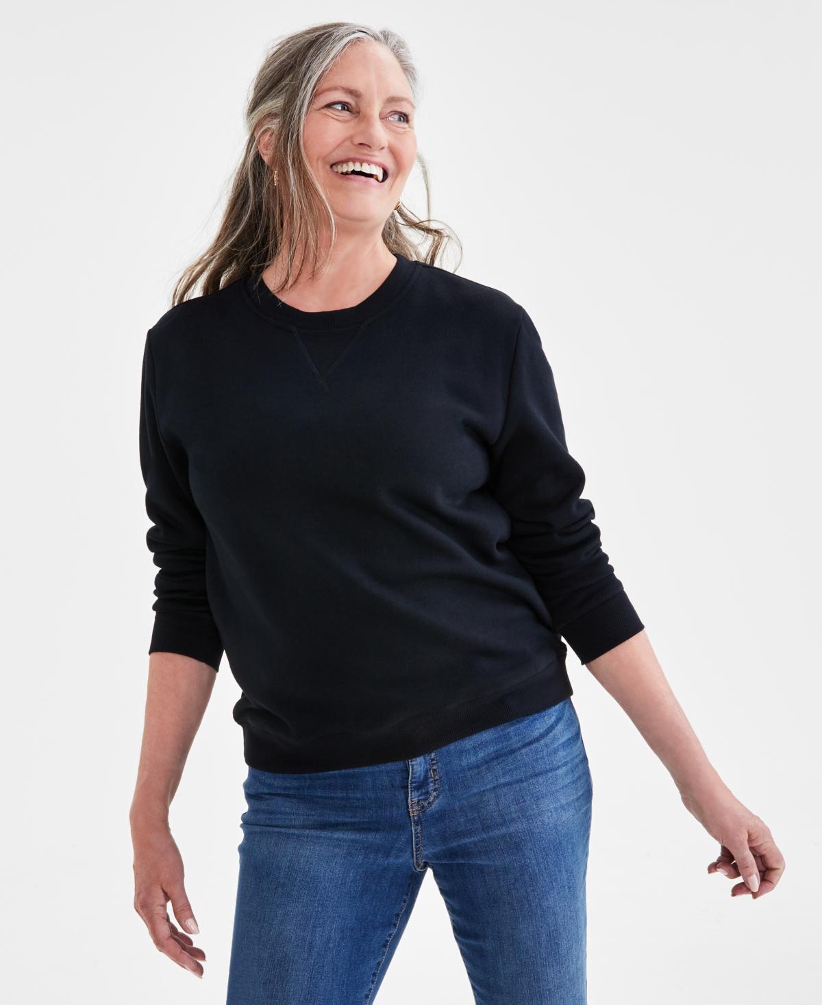 Women's Long-Sleeve Crewneck Sweatshirt, Created for Macy's Product Image