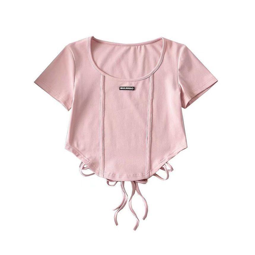 Short-Sleeve Label Cropped Top Product Image