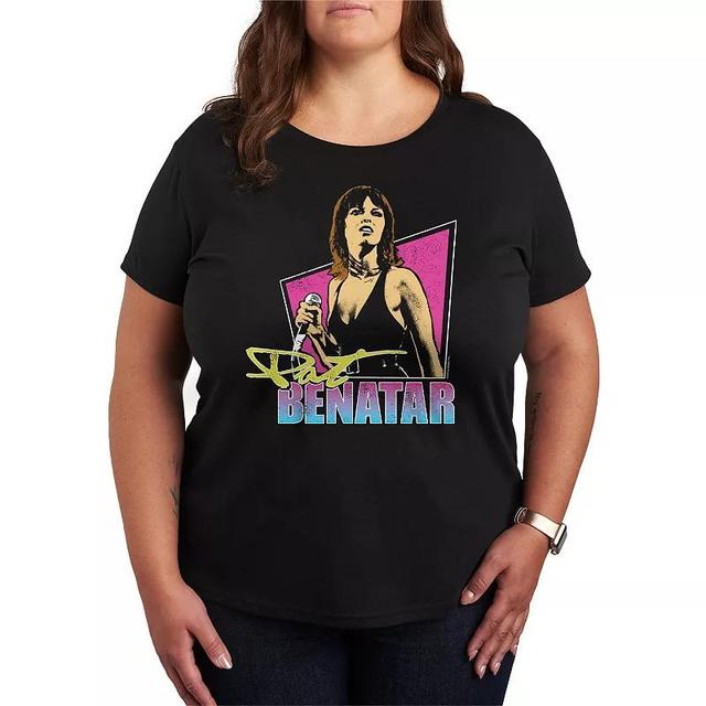 Plus Size Pat Benatar Cameo Graphic Tee, Womens Blue Product Image