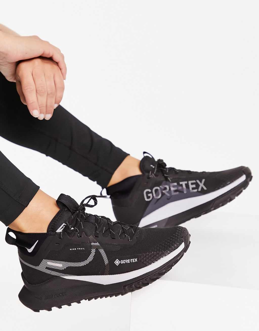 Nike Running React Pegasus Trail 4 Gore-Tex sneakers in triple black Product Image