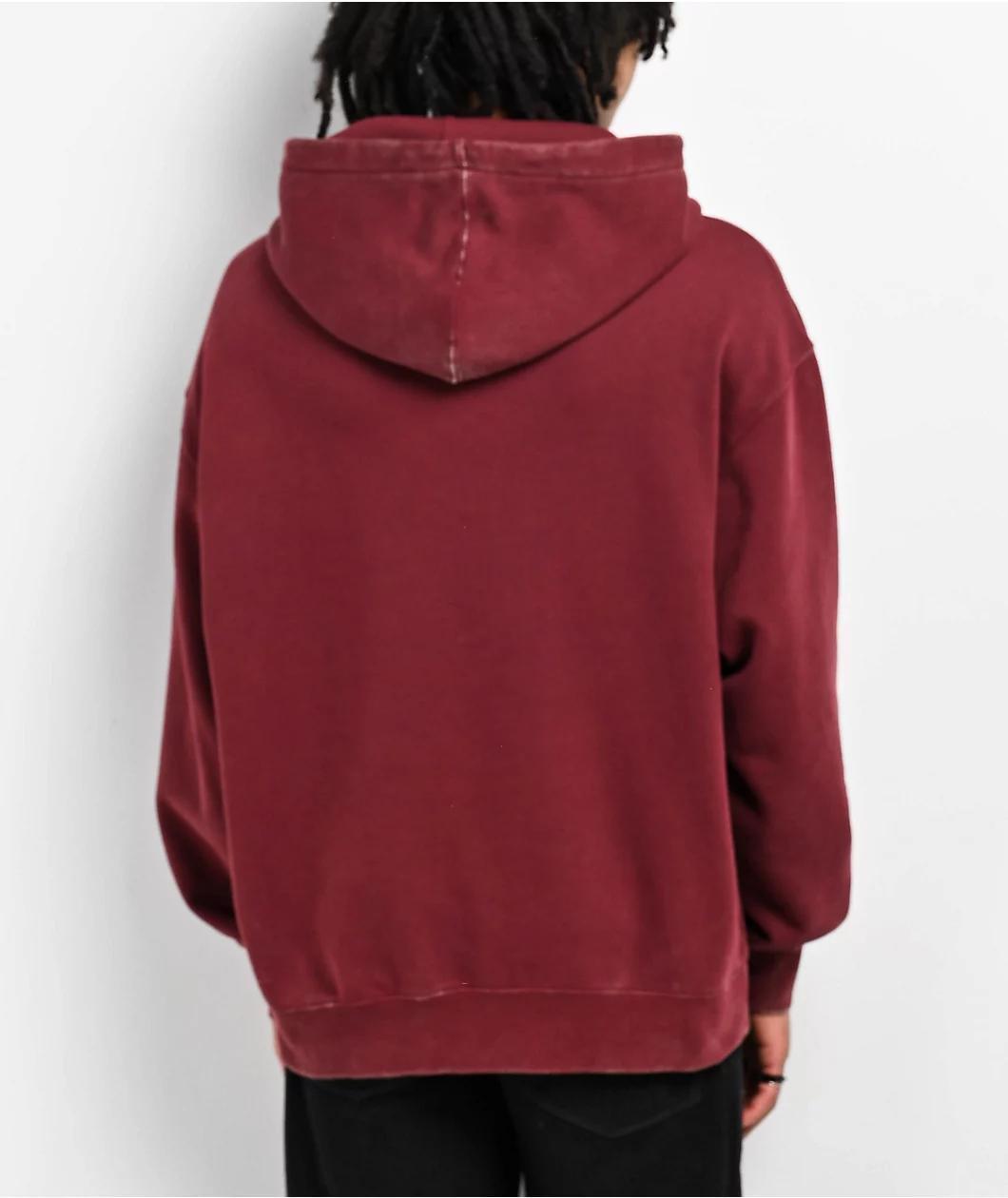 Ninth Hall Fundamentals Maroon Wash Boxy Hoodie Product Image