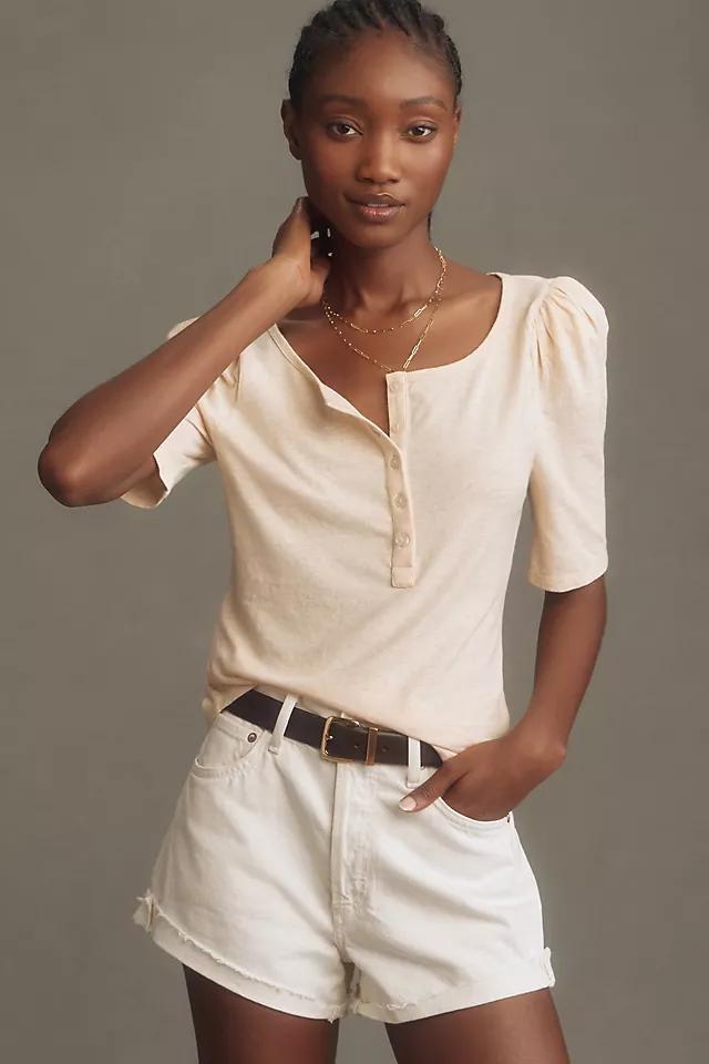 By Anthropologie Puff-Sleeve Henley Top Product Image