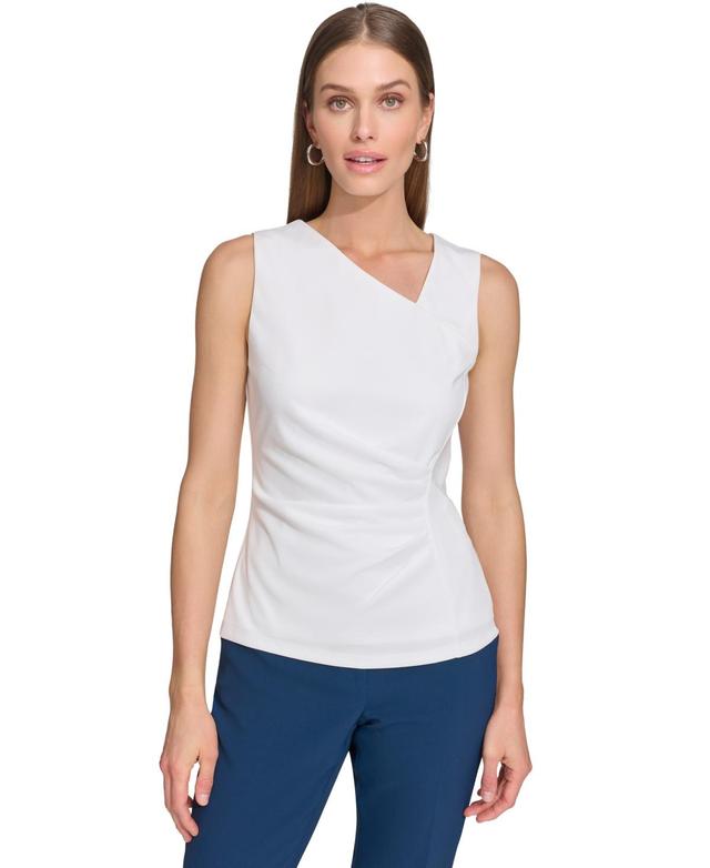 Women's Asymmetrical-Neck Ruched Sleeveless Top Product Image