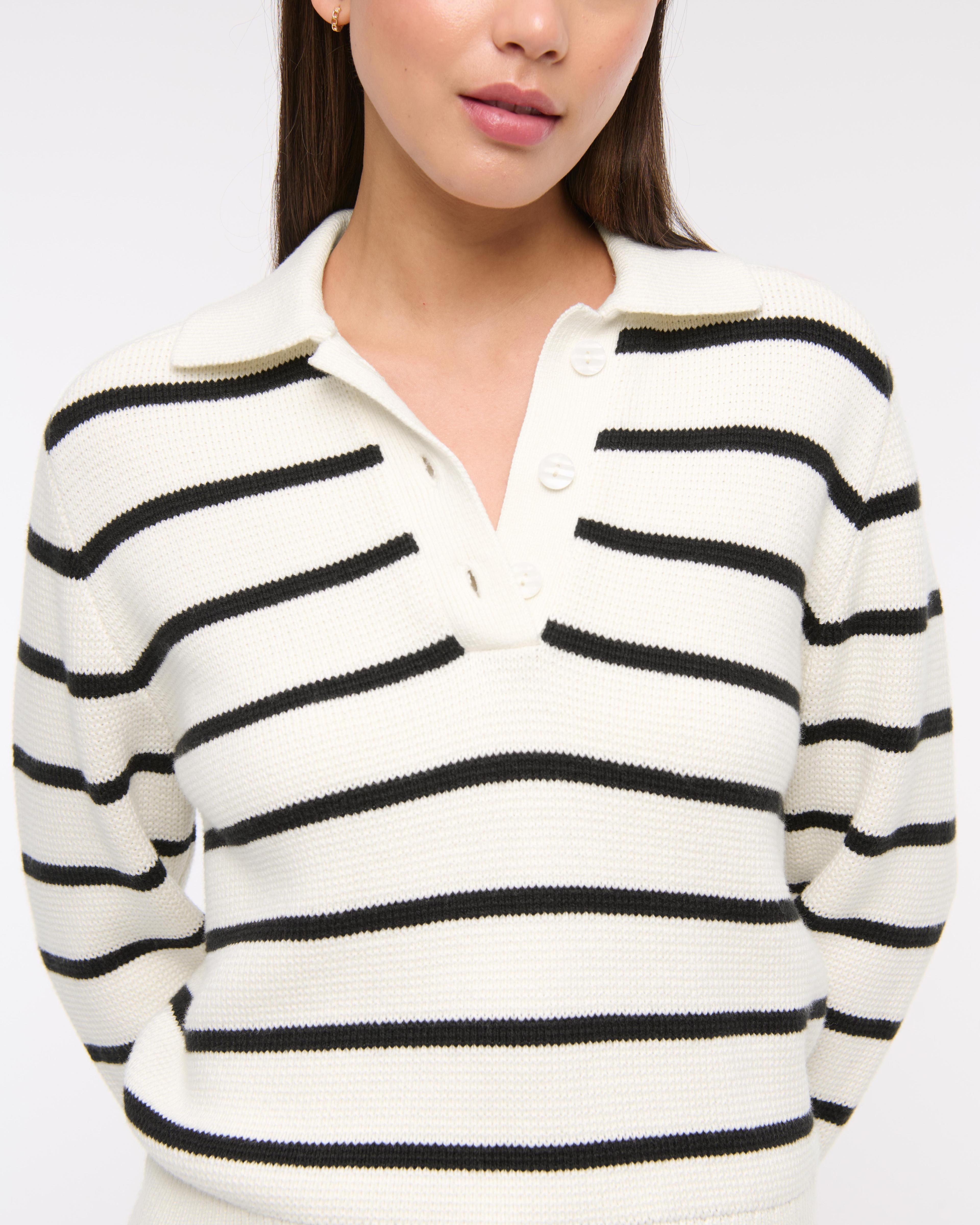 Easy Long-Sleeve Sweater Polo Product Image