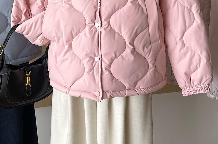 Plain Quilted Button Jacket Product Image