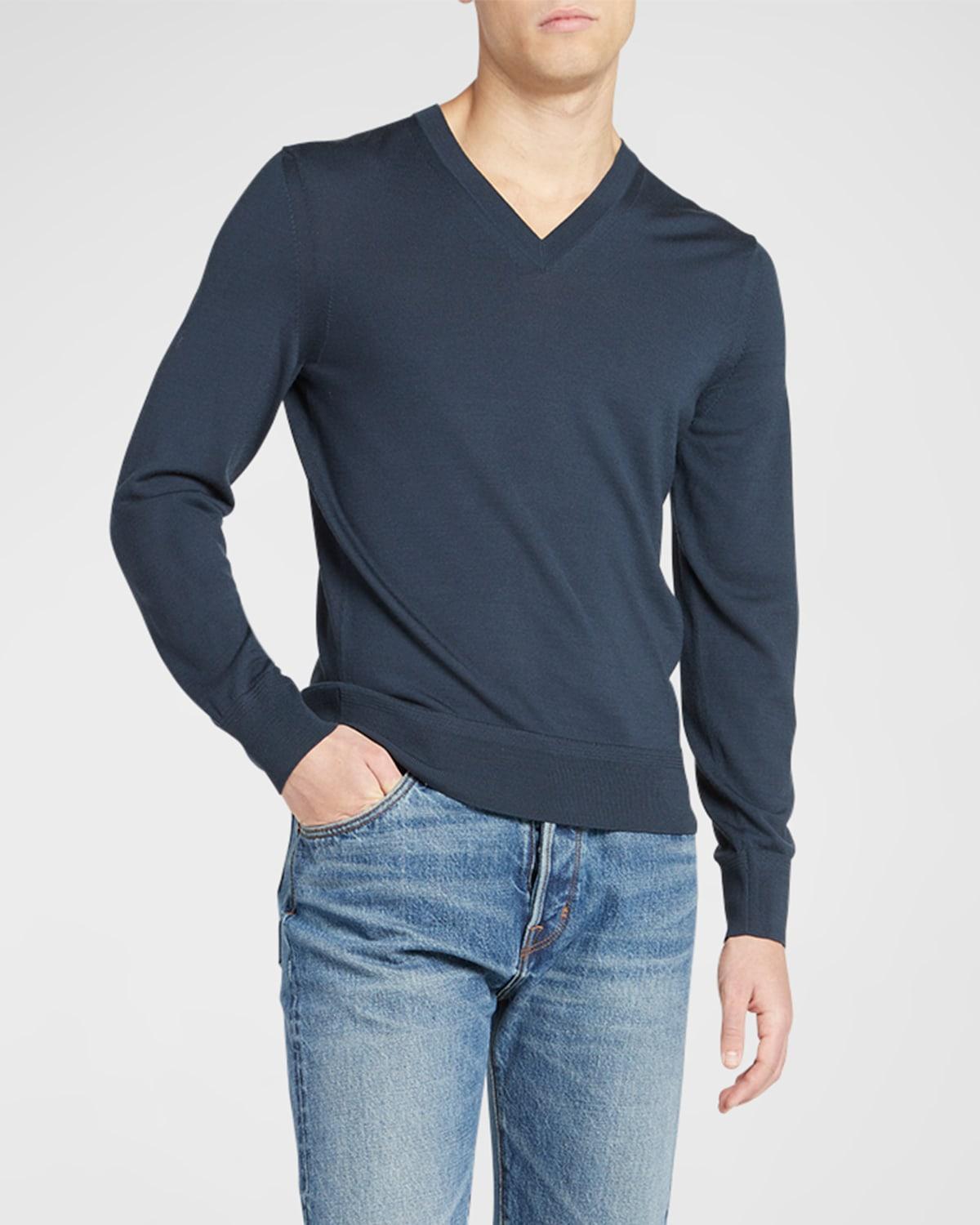 Mens Merino Wool V-Neck Sweater Product Image