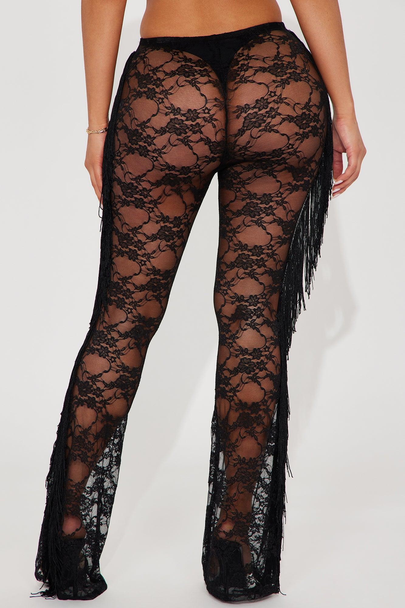 About Last Night Lace Flare Pant - Black Product Image