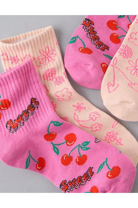 AE Sweet Cherries Boyfriend Socks 2-Pack Womens Product Image