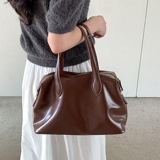 Faux Leather Bowler Bag Product Image