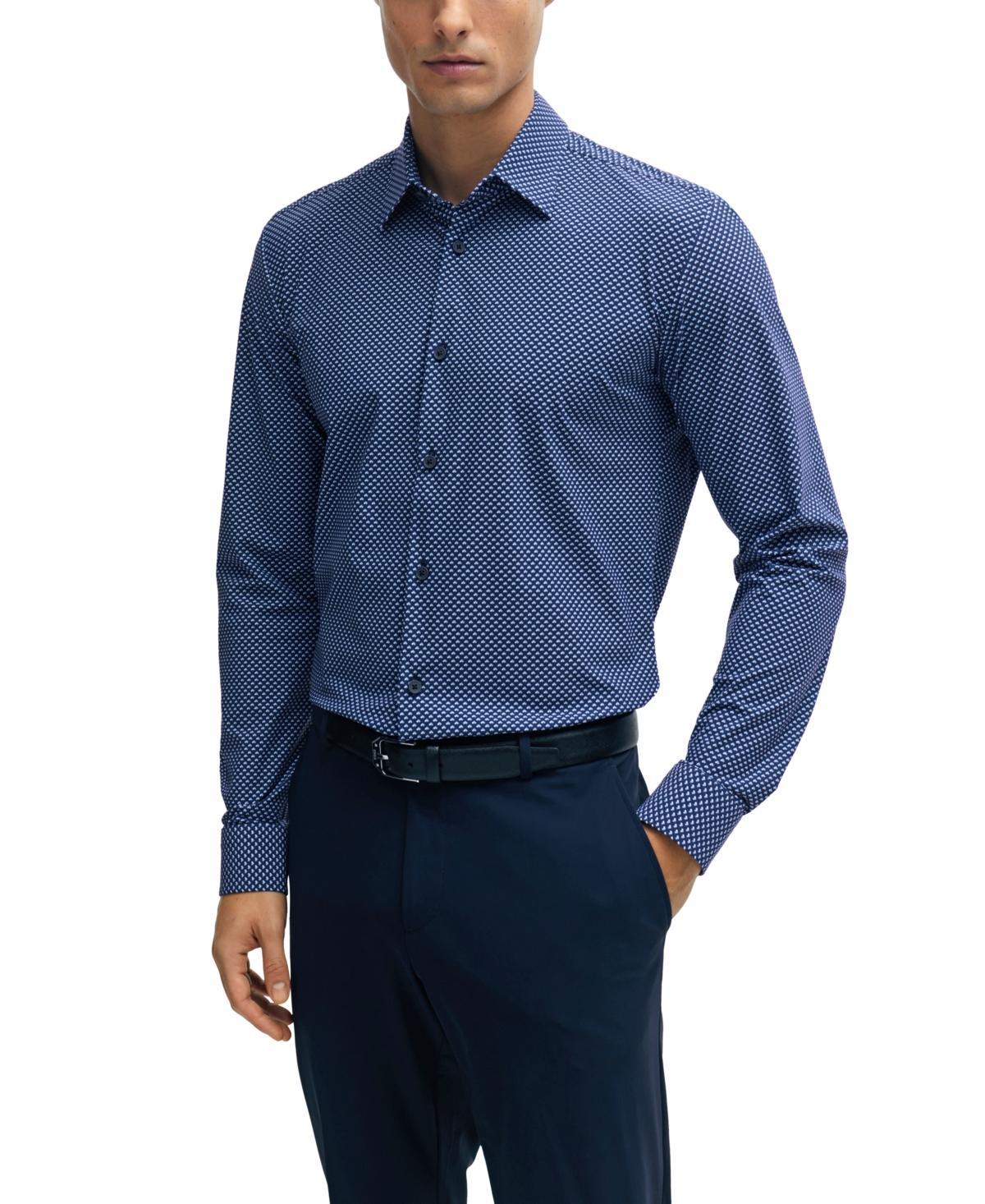 Boss by Hugo Boss Mens Printed Performance-Stretch Slim-Fit Dress Shirt Product Image