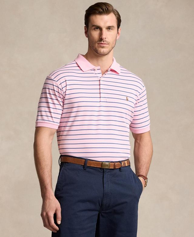 Polo Ralph Lauren Mens Big & Tall Striped Cotton Interlock Polo Shirt - Carmel Pink Product Image