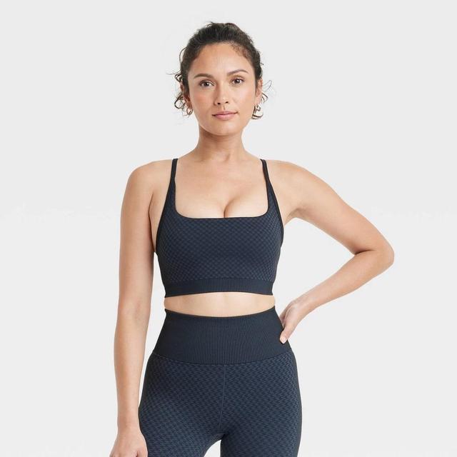 Womens Seamless Light Support Houndstooth Jacquard Sports Bra - All In Motion Dark Blue L Product Image