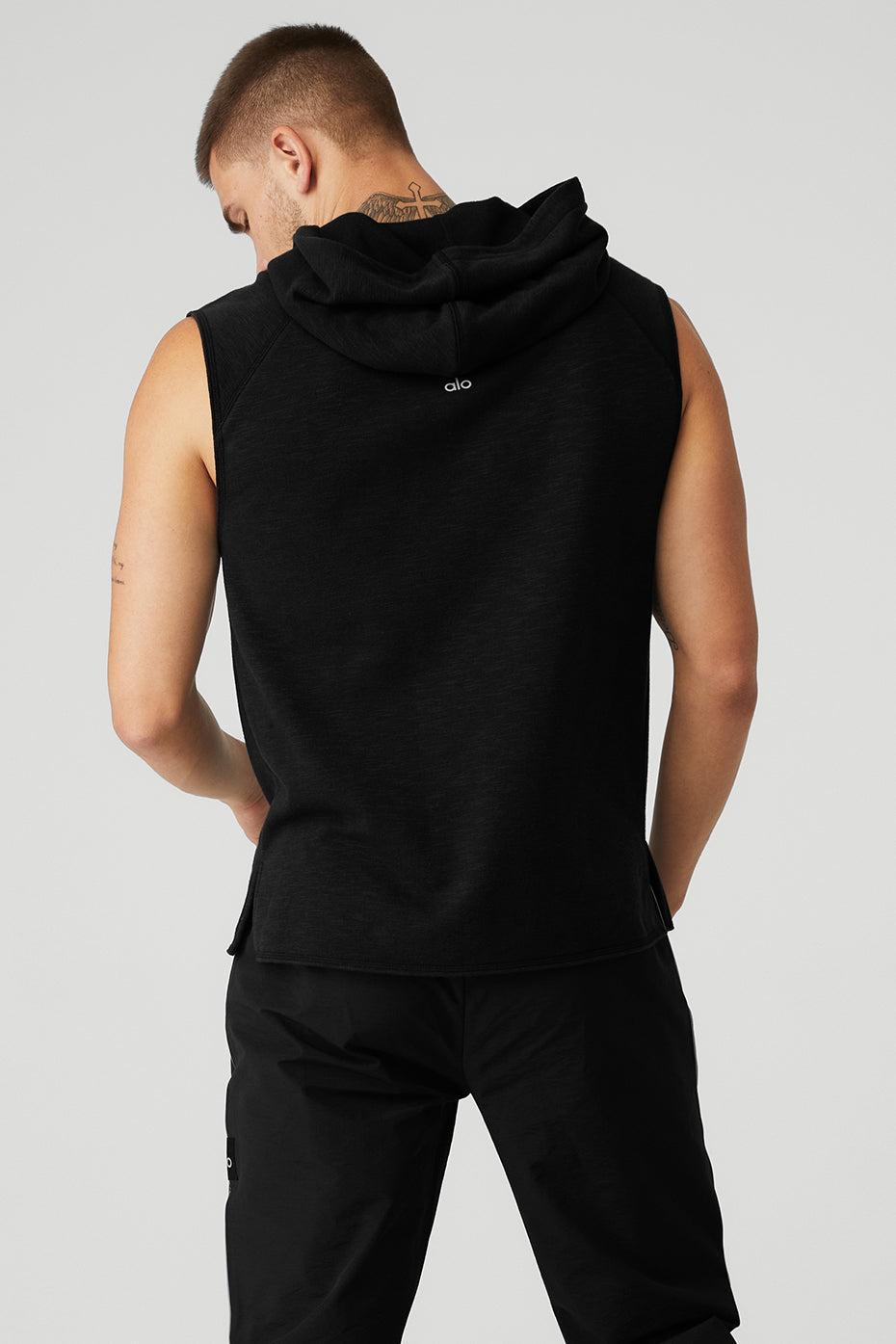 Qualifier Sleeveless Hoodie - Black Slub Male Product Image