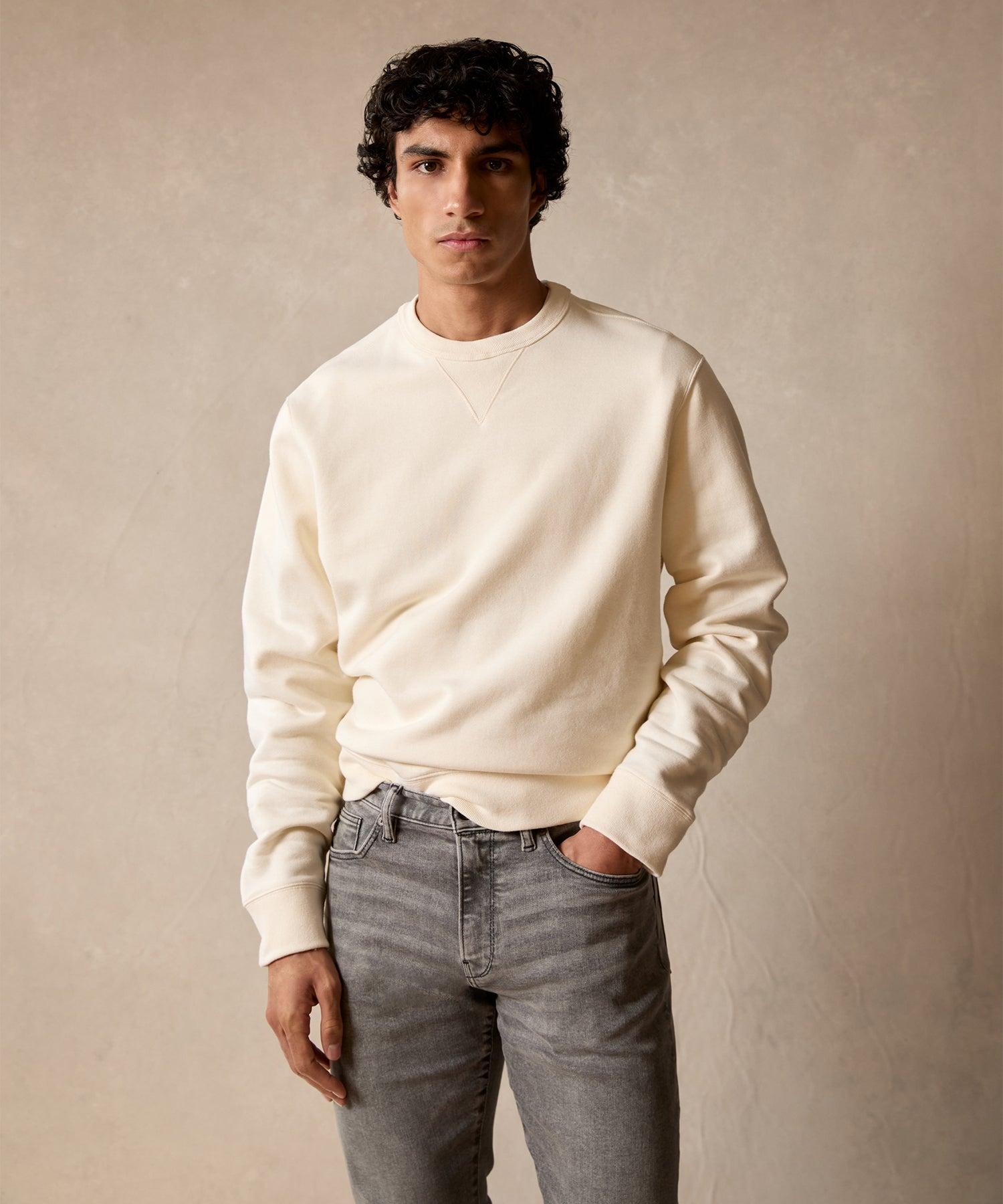 Cotton-Camelhair Fleece Sweatshirt in Vintage White Product Image