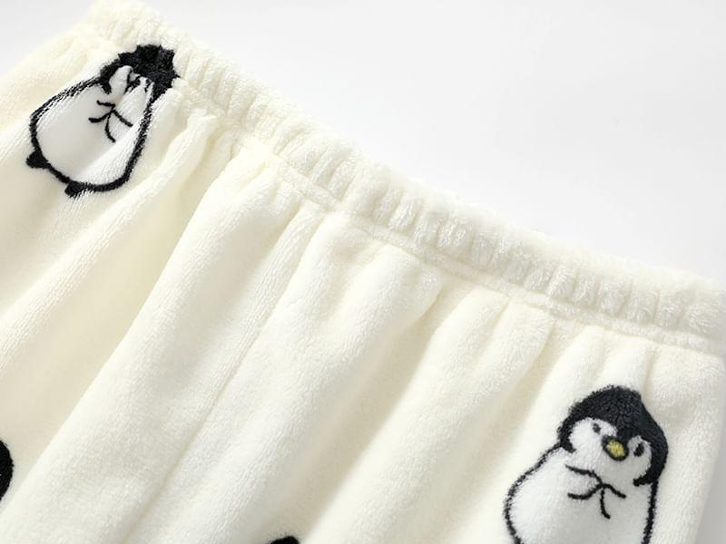 Couple Matching Pajama Set: Long-Sleeve Penguin Print Top + Pants (Various Designs) Product Image