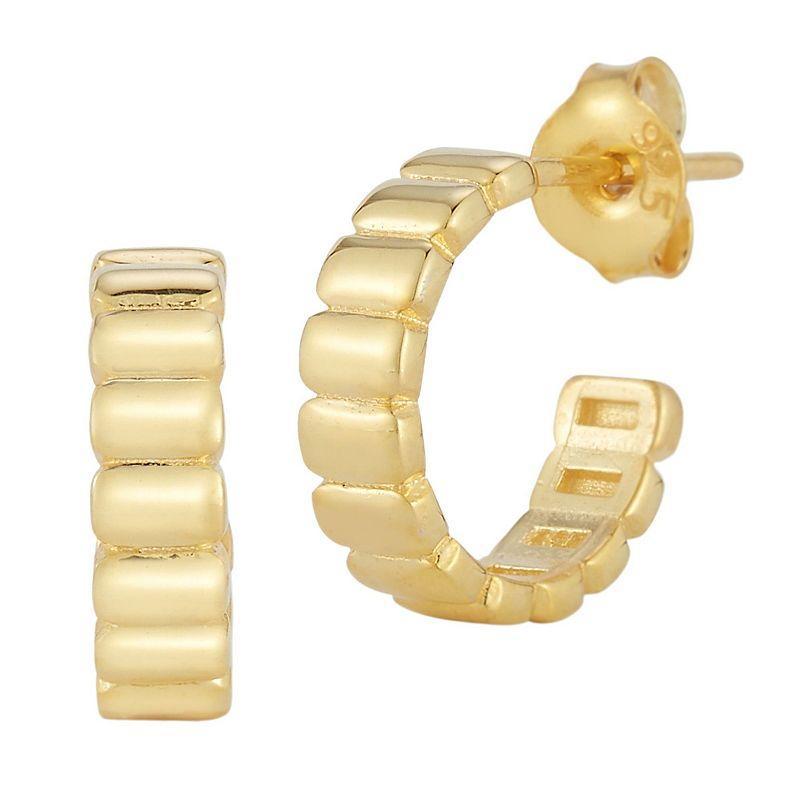 Sunkissed Sterling Ribbed Huggie Hoop Earrings, Womens, Gold Tone Product Image