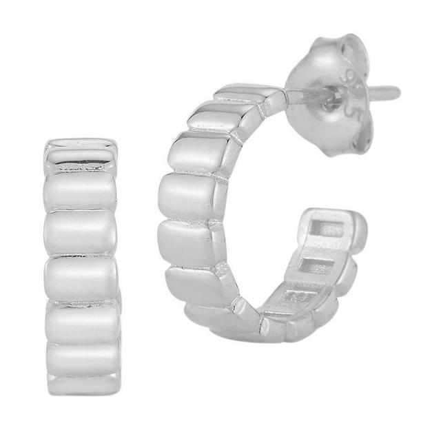 Sunkissed Sterling Ribbed Huggie Hoop Earrings, Womens, Silver Product Image