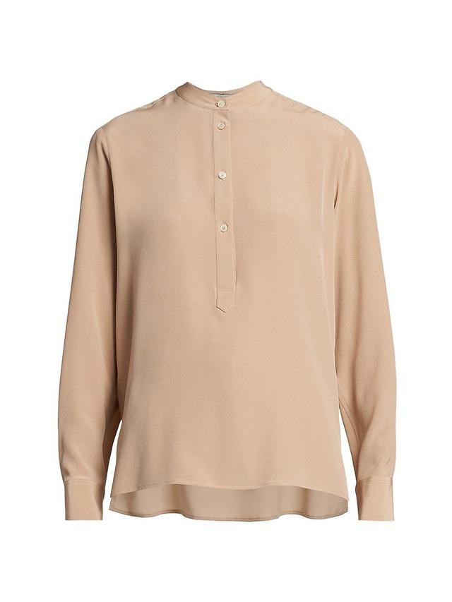 Womens Iconic Silk Half-Button Shirt Product Image